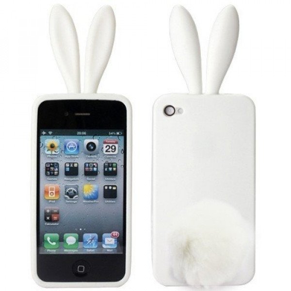 Wholesale iPhone 5 5S 3D Bunny Case with Stand Up Tail (White)